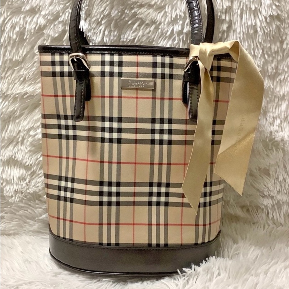 Vintage Burberry Haymarket Check Lorne Bucket Bag